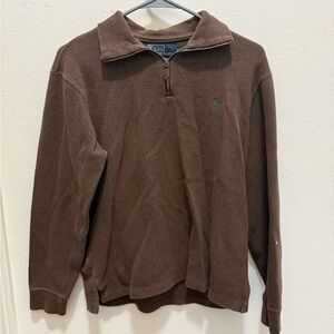 Men's Brown Quarter Zip Sweater